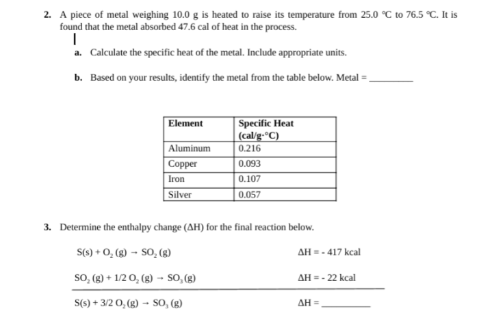 Thermochemistry metal ppt powerpoint presentation heated piece then